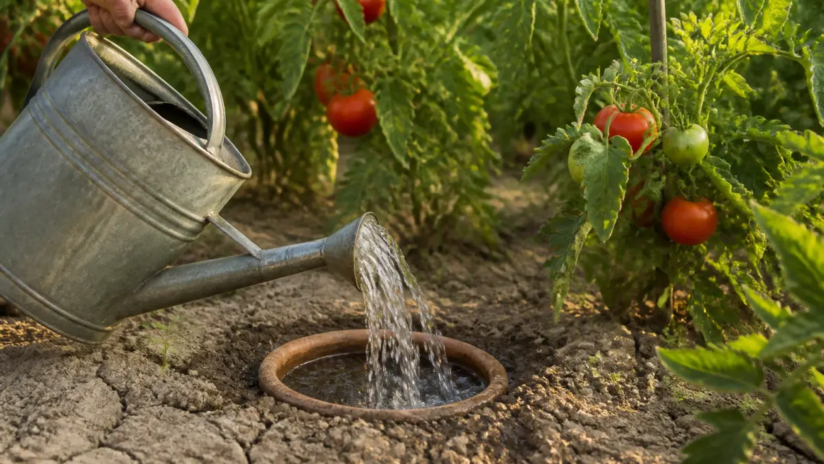 Pot en terre enterré sous les tomates : l'astuce d'arrosage qui fait des merveilles