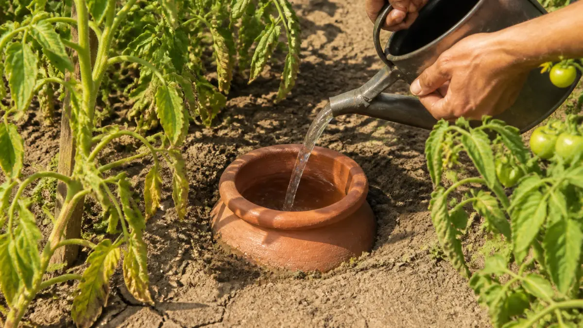 Pot en terre enterré sous les tomates : l'astuce d'arrosage qui fait des merveilles