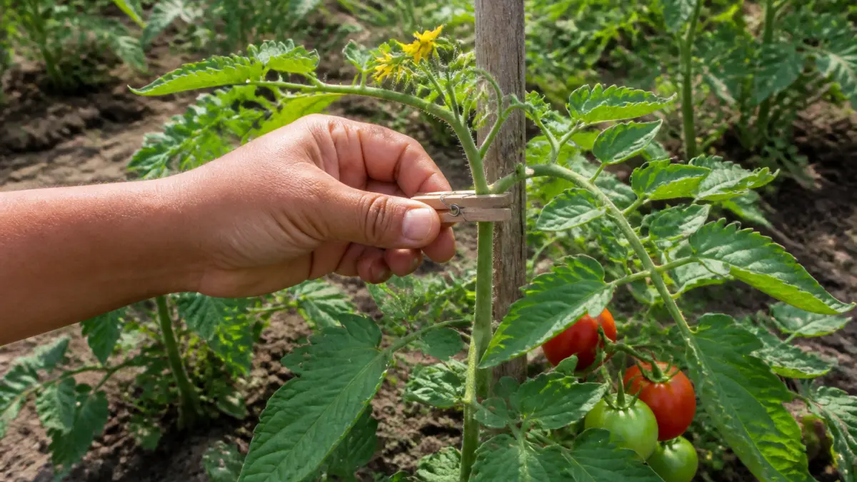 Pince à linge sur tige de tomate : l'astuce que les jardiniers ne révèlent pas