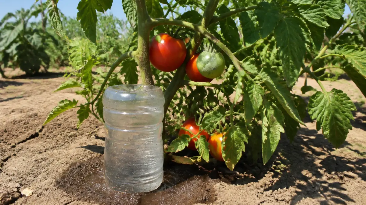 Bouteille retournée aux pieds des tomates : l'astuce canicule