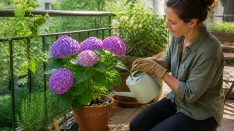 Hortensia en pot : exposition, arrosage et taille à respecter