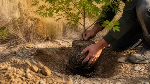 Planter un érable de Montpellier : le geste qui garantit sa reprise